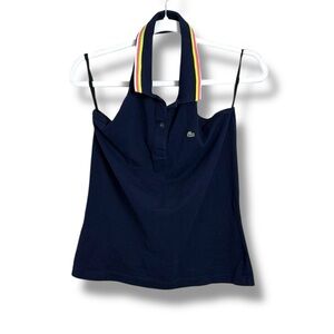 Lacoste Tennis/Pickleball Halter Tank Navy Size 40/Medium